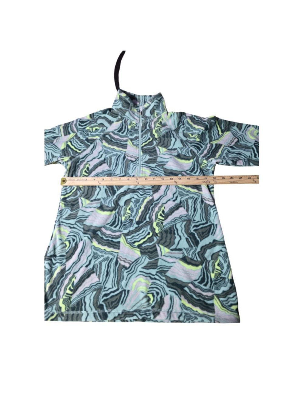 Women's Eddie Bauer Blue Green Abstract Long Sleeve Tee S #945